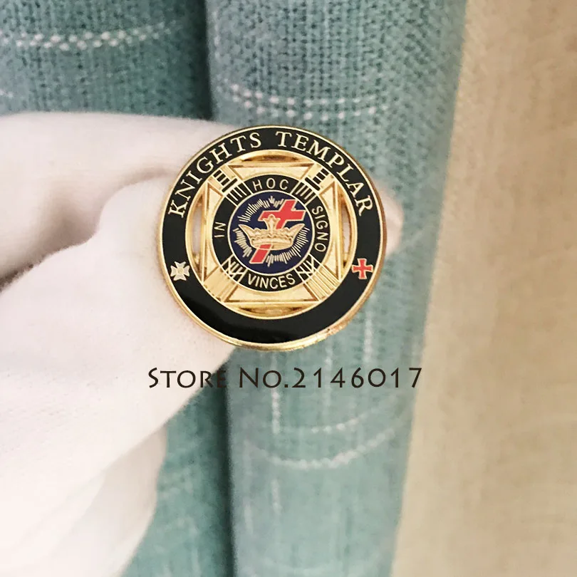 

27mm Delux Knight Templar Large Lapel Pin Masonic Free Masons Round Enamel Brooch and Pins Masonry Metal Badge Free Masons Newly