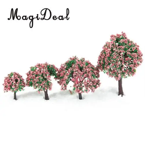 4Pcs Railroad Railway Street Road Park Garden Scenery Scene Landscape Sand Table Layout Model Trees 1.6- 3.94 Inch