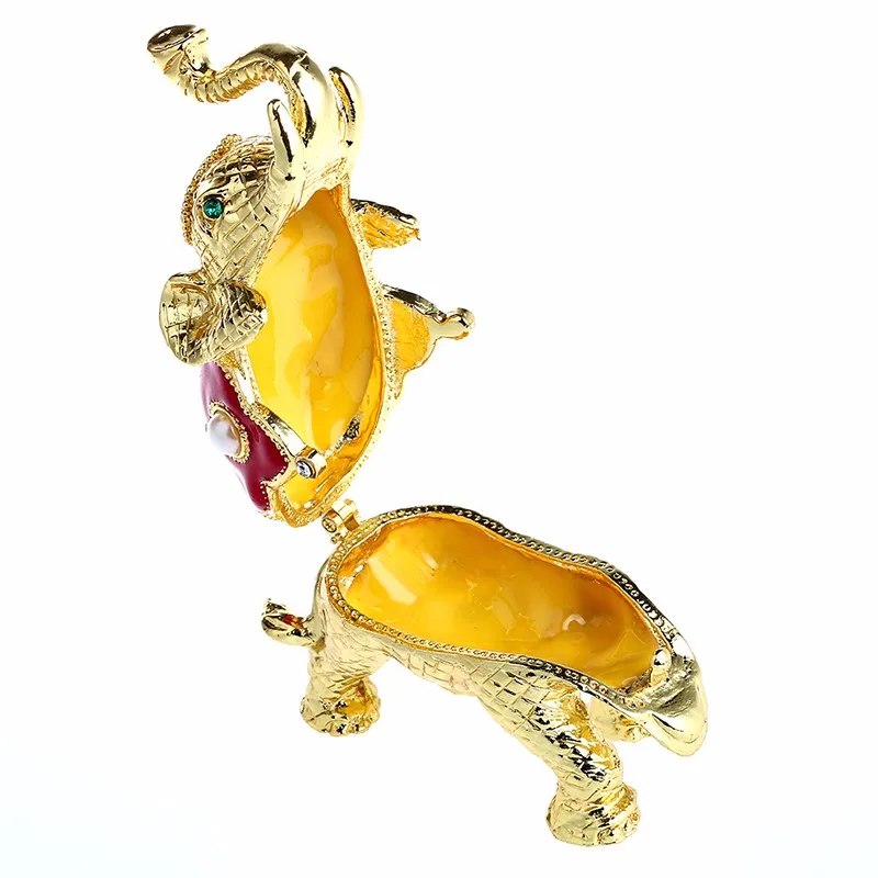 2016 Vintage Metal  Elephant Figurine Jewelry Ring Stand Display Trinket Box Wedding Souvenirs Christmas Gift Carved Alloy Box (10)