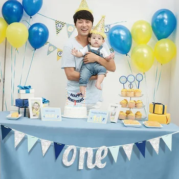 

1pcs Baby 1st Birthday Party Decorations I Am One Bunting Banners Boy Girl My 1 Party Decor First Year Garland Bunting Supplies