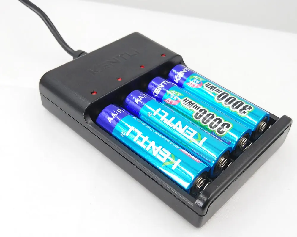 KENTLI AA 1,5 V 3000mWh литий-ионная аккумуляторная батарея+ 4 канала литий-полимерный литий-ионный аккумулятор батареи зарядное устройство
