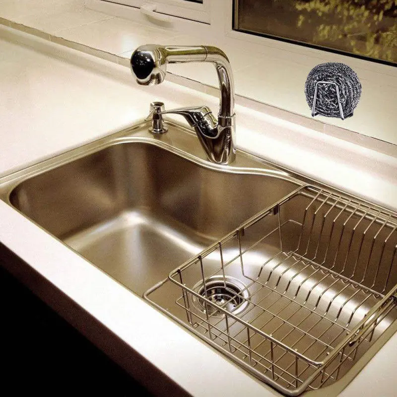 Stainless Steel Sink Sponge Soap Holder Drain Storage Rack for Kitchen Bathroom FP8