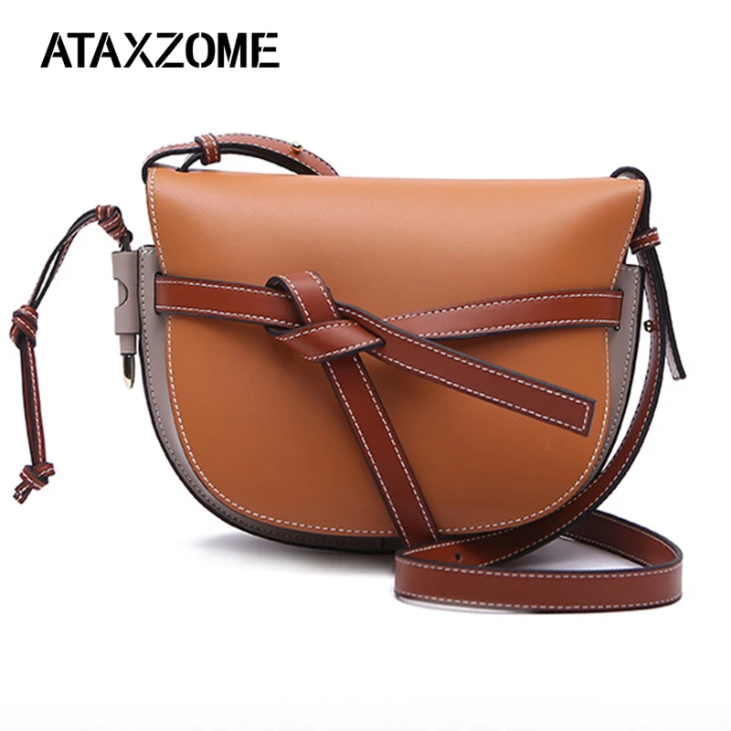 

ATAXZOME New products in spring summer Bow Casual Patchwork Splicing women's bag Single shoulder oblique Bag Semicircle bag
