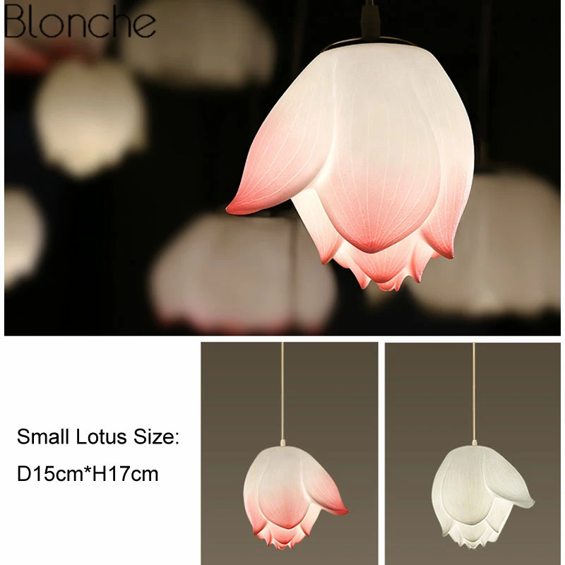 Подвесной светильник в китайском стиле, винтажный подвесной светильник с цветком лотоса для гостиной, кухни, спальни, внутреннего декора, подвесные светильники