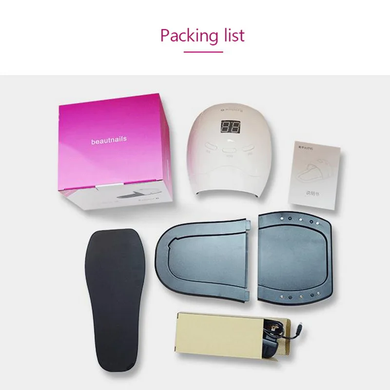 spesifikasi Manooby 48 W Fototerapi LED Kuku Lampu untuk Kedua Tangan Kaki LED Lampu UV Kuku untuk Semua Kuku Manikur Alat mesin Otomatis 2018