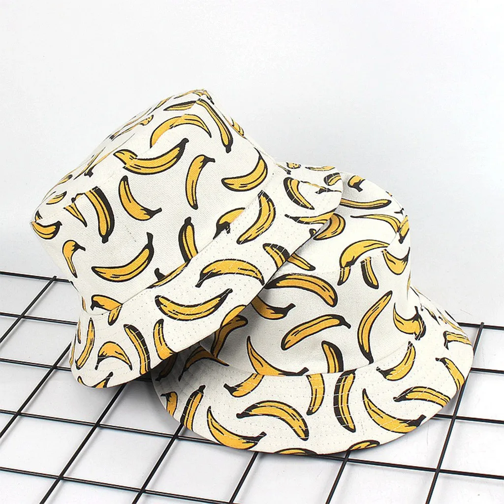 

Unisex Adult Double Sided Wear Banana Fisherman Hat Sunscreen Outdoors Cap Bucket Hat hip hop harajuku female Male caps @40