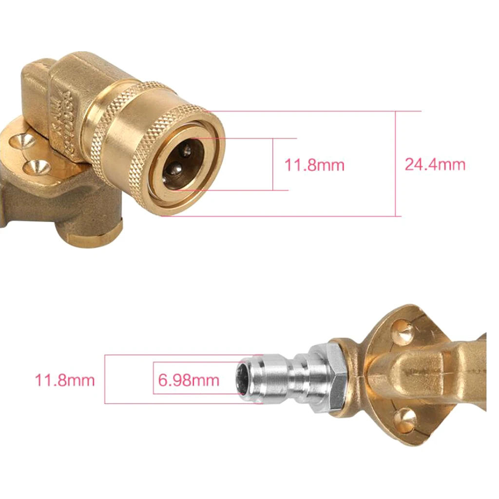 Pressure Washer Spray Nozzle Tips Quick Connecting Pivoting Coupler 2.5 GMP 4500PSI 1/4'' Plug 90 Degree