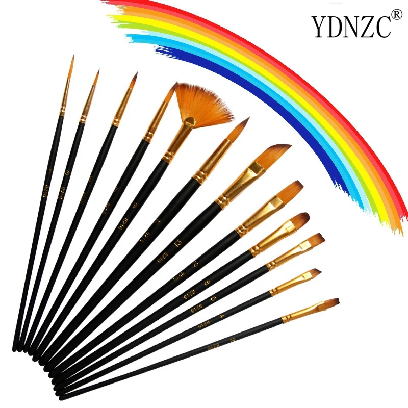 

YDNZC 12 sticks paint brush set oil brush watercolor brush art supplies art painting supplies oil painting special brush pen