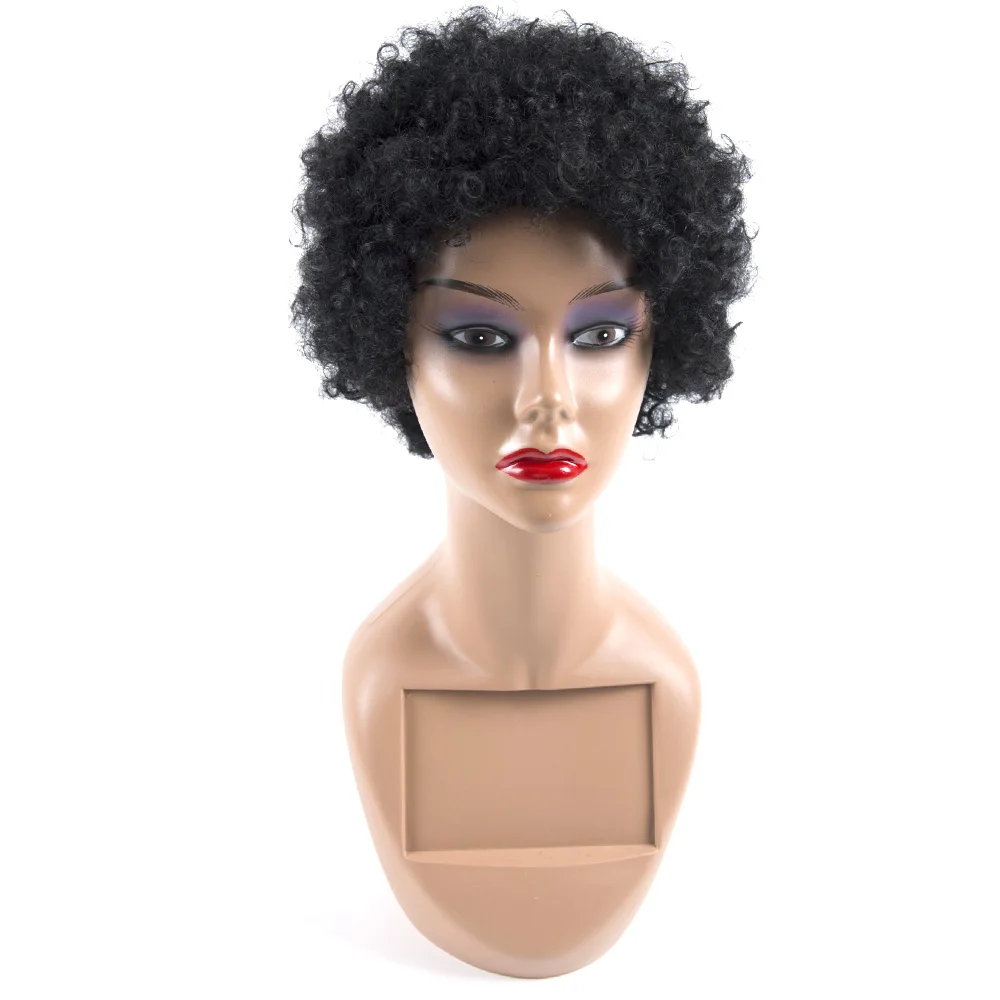 

Short Black Curly Human Hair Wigs For Black/White Women Natural Color Indian Hair Wig Short Remy 100% Human Hair Extensions