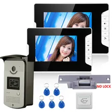 7″ Color Video Door Phone Intercom System With 2 Monitor 1 RFID HD Doorbell 1000TVL Camera + Electric Strike Lock
