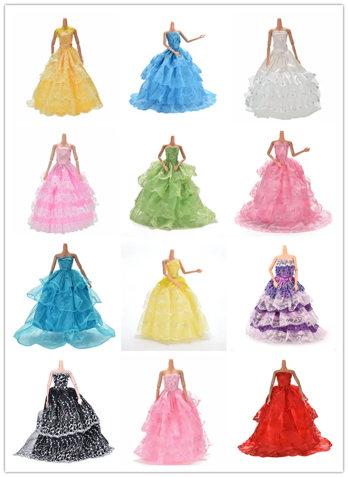 2018New элегантный ручной работы свадебное платье принцессы для куклы Цветочные Одежда для кукол костюмы Многослойные куклы аксессуары