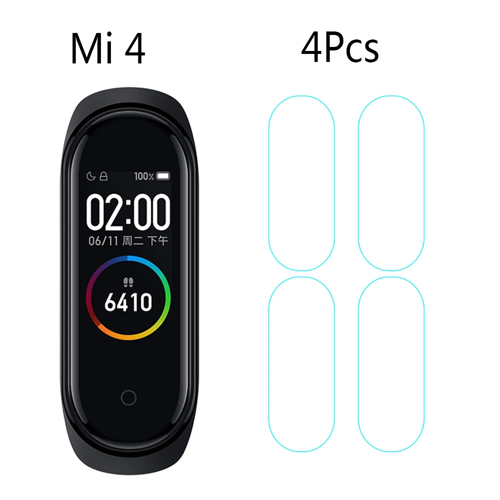 1-5 шт для mi band4 mi Band 4 3D закаленная пленка устойчивая к царапинам прозрачная защитная пленка для Xiao mi Smart Bracelet 4 - Цвет: 4 pcs