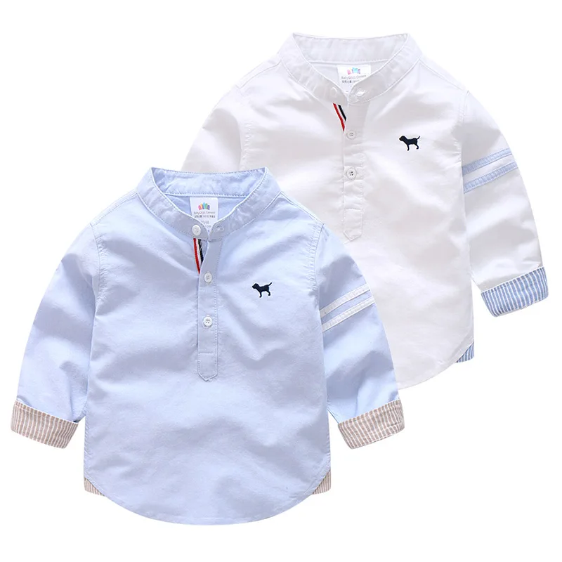 

2018 Autumn Children Wear Fashion New Arrival Casual Dog Embroidery Long Sleeve Boys Shirt For2-10 Years Old