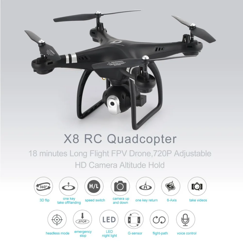 X8 RC Дрон 2 4G 720P FPV Квадрокоптер с камерой высота удержания 3D Flip Дрон|Дроны камерой| |