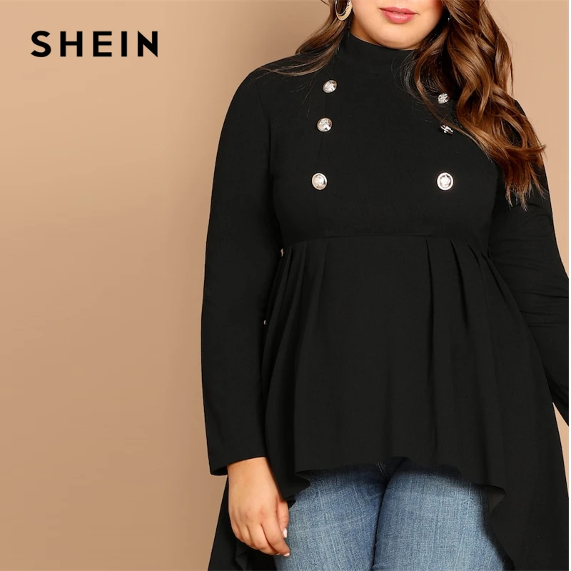 SHEIN Асимметричный Топ С Высоким Воротником Стильный Макси Длинным Рукавом