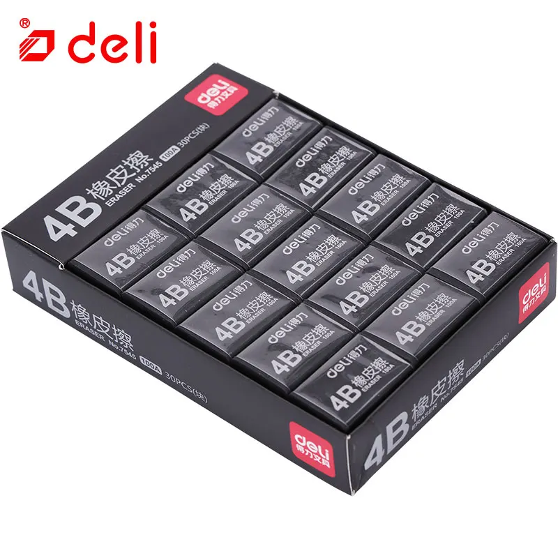 Deli 30pcs 4B Art Erasers Stationery for Students Wholesale Soft Black