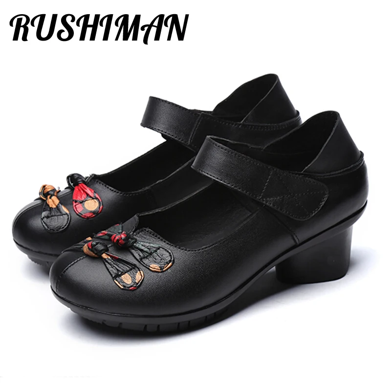 

RUSHIMAN Spring Autumn The Leather Shoes Of The Women'S Shoes In Leather Shoes With The Dancing Single Shoes Eur Size 35-41