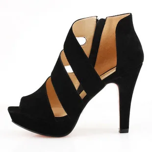 

2019 Ladies Shoes Pumps High Heels Sandals Solid Color Flock Sexy Fish Mouth Shoes Sandals Gladiator Shoes Open Toe EUR34-39