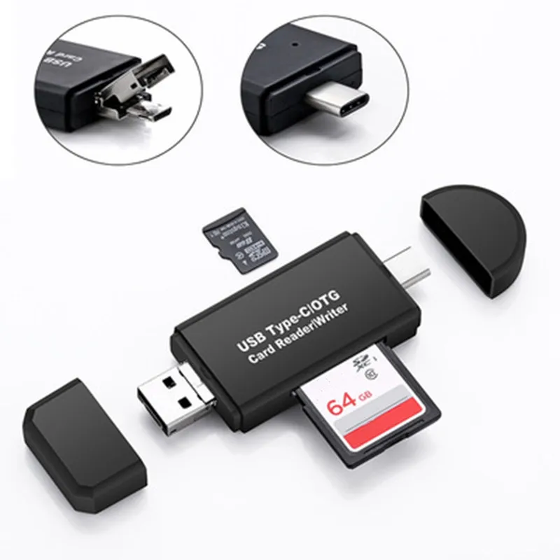 3 в 1 OTG картридер Тип C & Micro USB и Высокоскоростной USB2.0 Универсальный TF /SD для Android