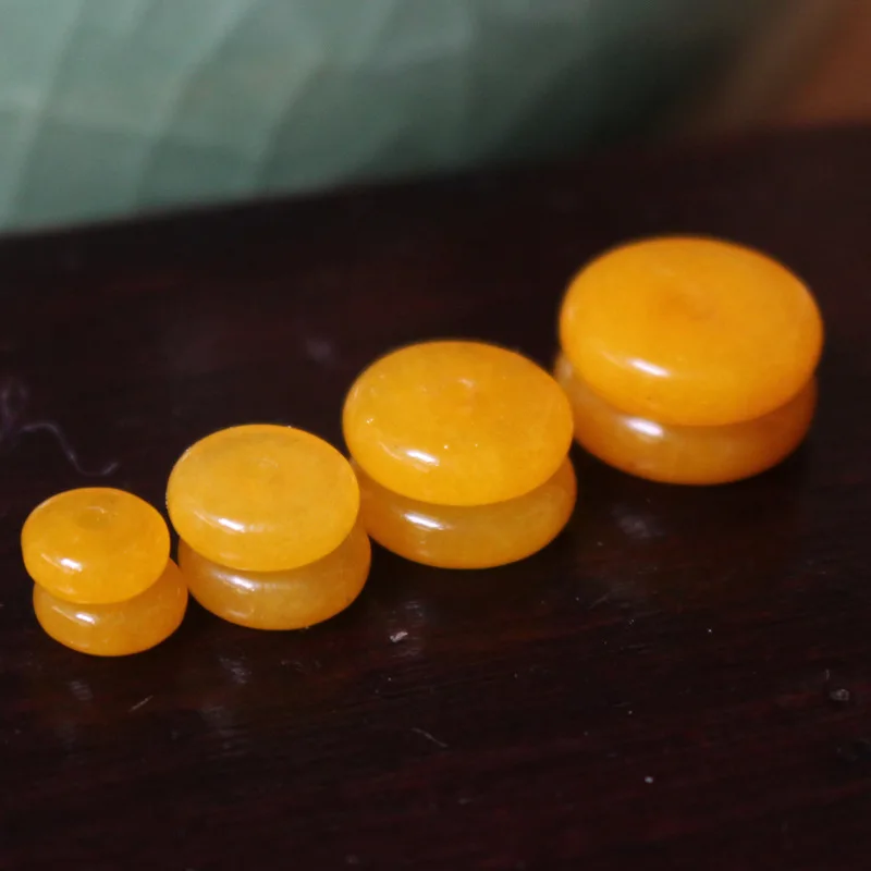 

30pcs/lot Natural Yellow Chalcedony Spacer Fancy Jades Beads Charm Septum DIY Findings Round Handmade Accessories For Buddhism