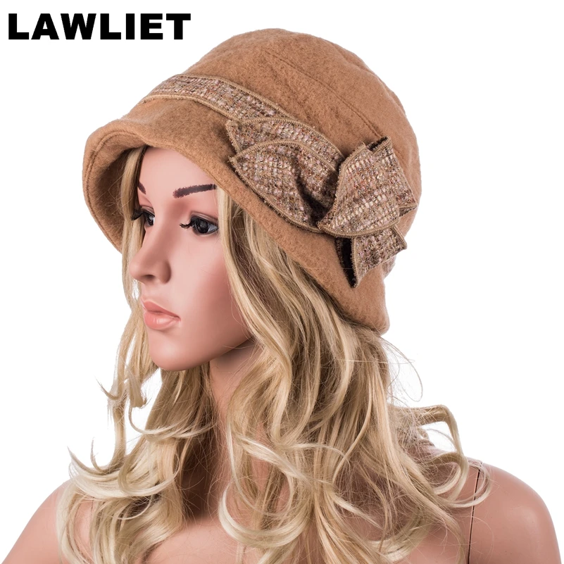 

Warm and Soft Winter Women Church Hat with High quality Wool Felt Fedora Cloche Hat Cap A374