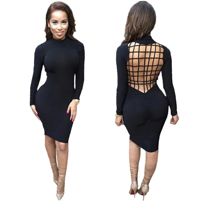 2017 Women Autumn Winter Party Dresses Turtleneck Long Sleeve Black 2017 Women Autumn Winter Party Dresses Turtleneck Long Sleeve Black Bandage Dress Y Backless Mesh