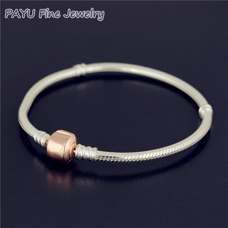 

PAYU High Quality Rose Gold Clasp Silver Bracelet For Women Classic Fine Jewelry For Valentines Day Gift