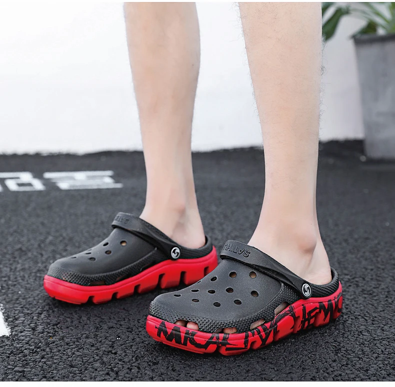 SERENE Brand Croc Summer Casual Sandals New Man Aqua Clog Slipper Hot Male Band Sandalias Swimming Shoe Ocean Beach Garden Shoes (10)