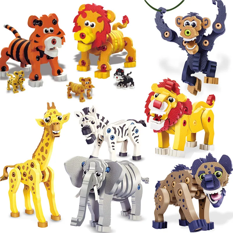

Finger Rock Children Intelligence 3D Animal Dinosaur Model EVA Foam Building Blocks Bricks Early Educational Assembly Toys Gifts