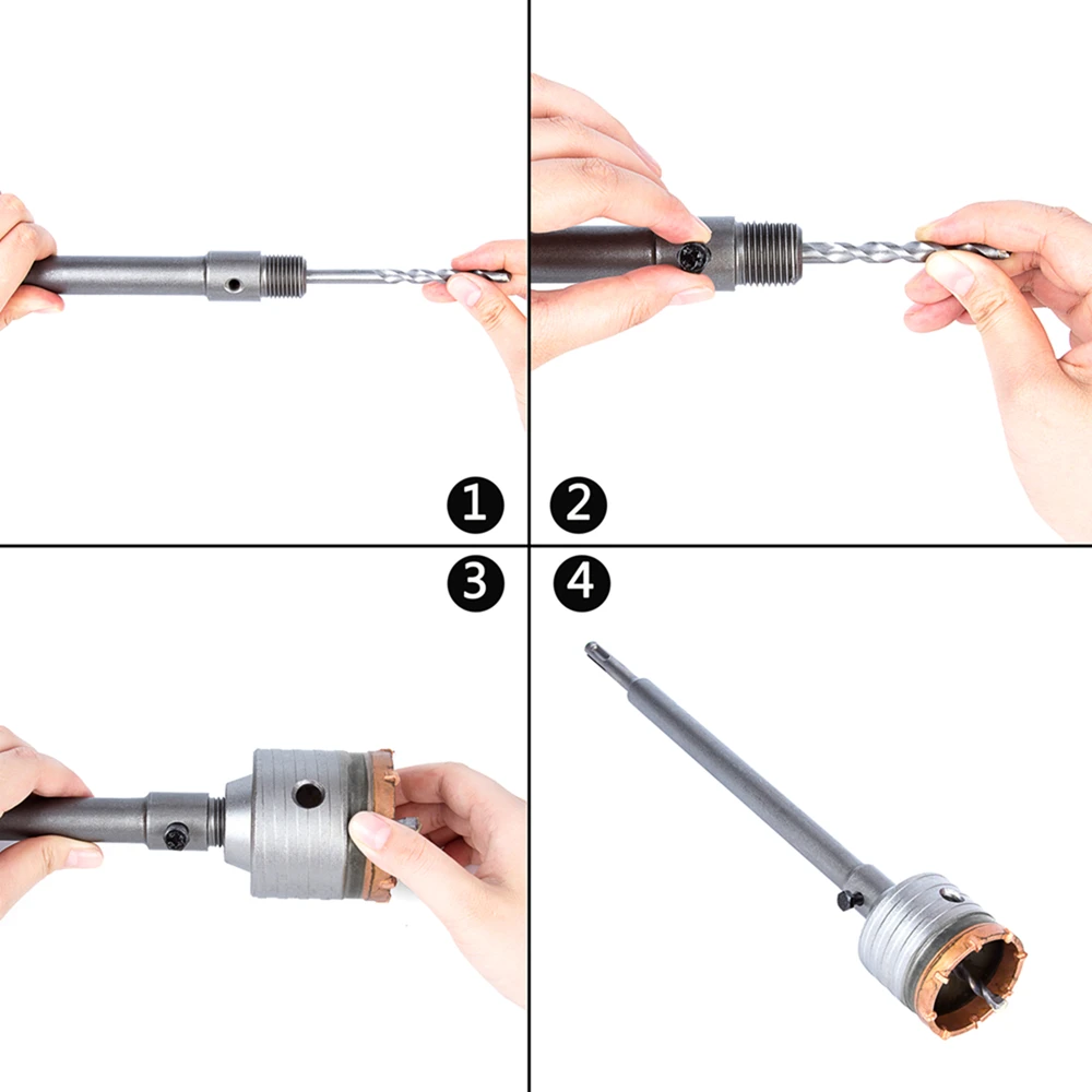 4pcs/set 65mm Wall Drill Bits SDS Plus Shank Cutter Drill Wall Hole Saw with Connector Rod for Concrete Cement Stone 4pcs/set 65mm Wall Drill Bits SDS Plus Shank Cutter Drill Wall Hole Saw with Connector Rod for Concrete Cement Stone