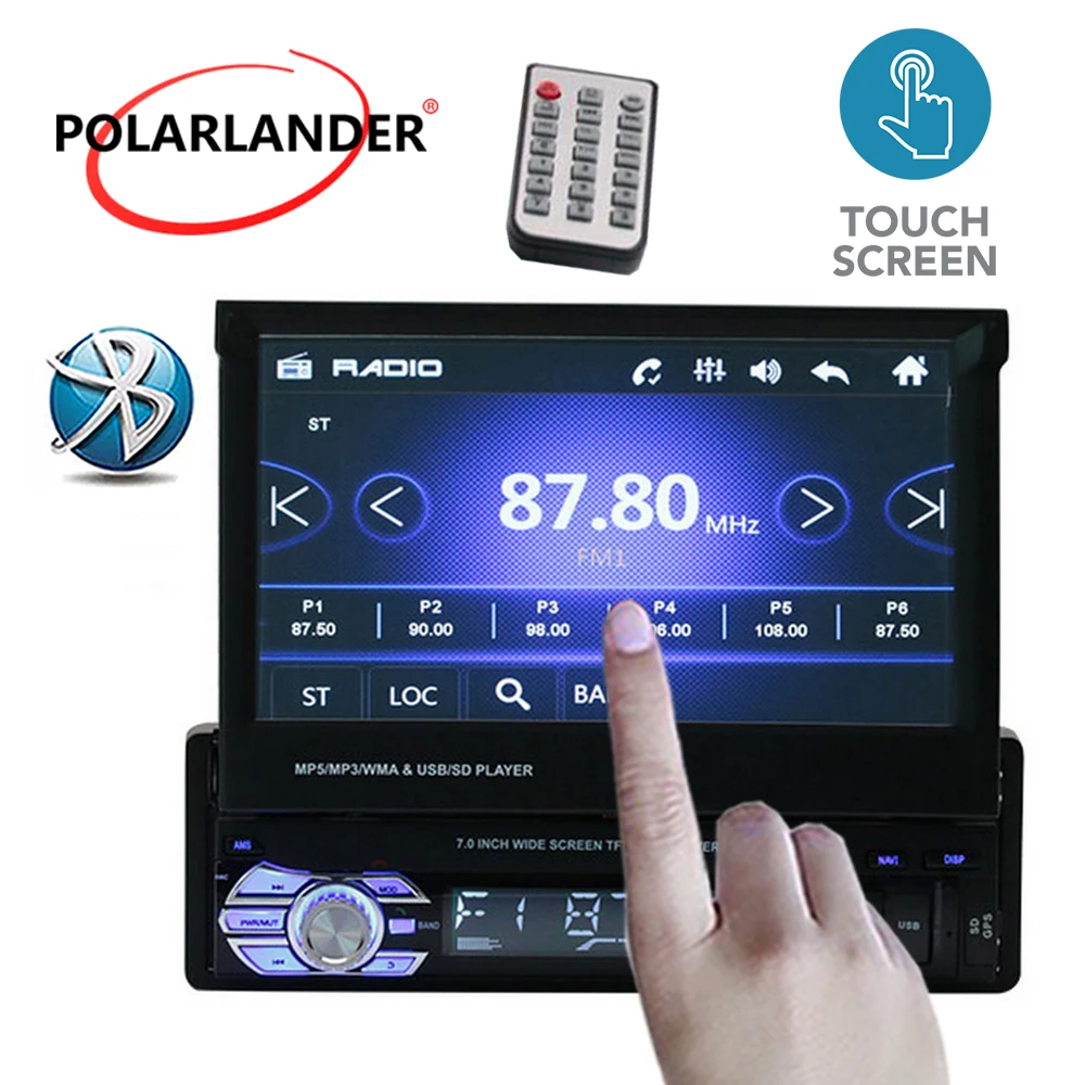 7 &quotголовное устройство радио кассетный плеер USB/AUX/SD автомобильное 1DIN Bluetooth