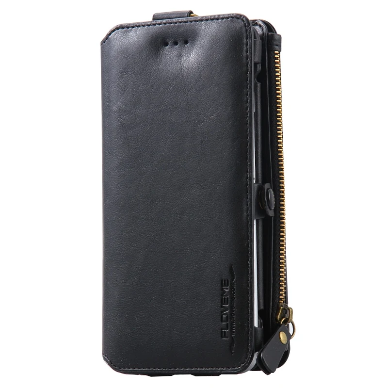 Floveme кожаный чехол для iPhone 6 7 8 6S Plus роскошный флип Слот для карты бумажник для IPhone X десять 10 Бизнес сумка для IPhone 5 5S se чехол на айфон 5s 7 6s 6 - Цвет: Black