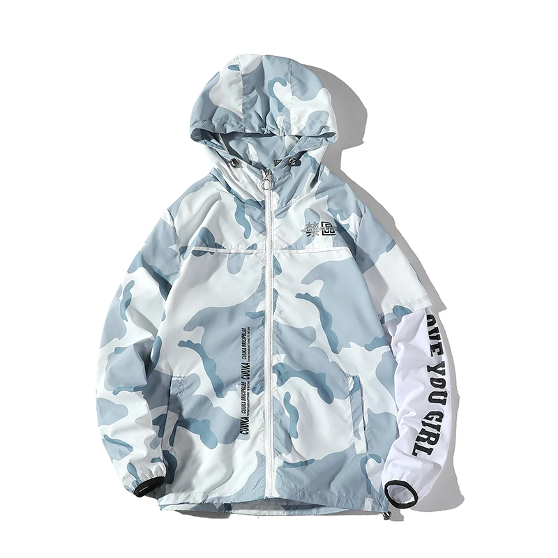 Camouflage Summer Casual Jacket Men Women Streetwear Hiphop Sun Windbreaker Jacket Men Fashion Plus Size Tracksuit Hoodie Jacket
