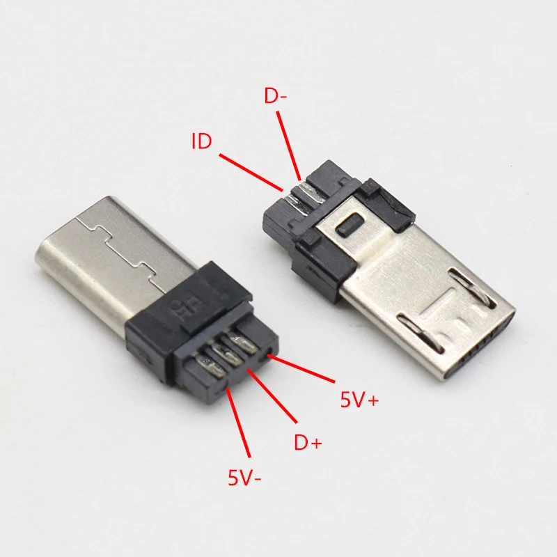 10 шт. Micro USB 5PIN сварочный Тип штекерные разъемы зарядное устройство 5P USB хвост разъем для зарядки 4 в 1 белый черный