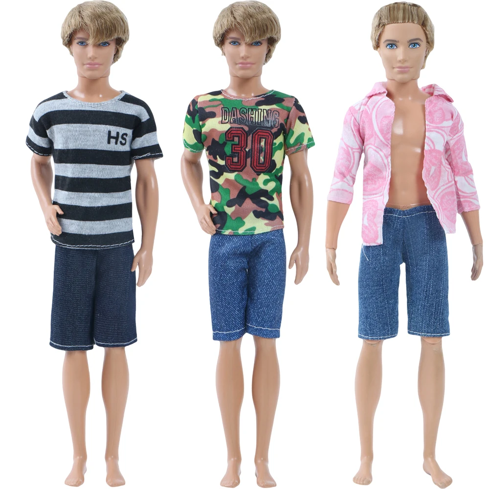 3 Pcs/Lot Short Men Outfit Summer Sport Outfit Shirt Pants Clothes for Barbie Boy Friend Ken Doll 1:6 Puppet Accessories Toy