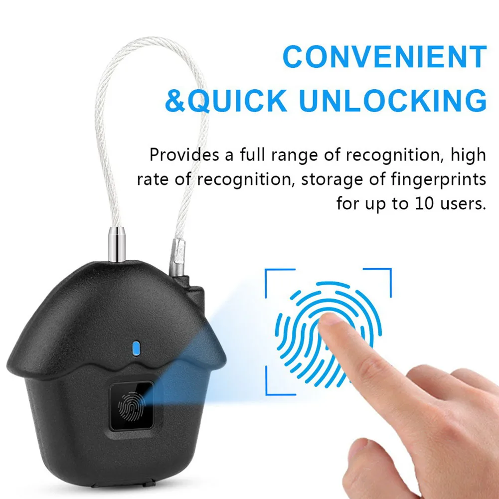 

Door Mini Smart Padlock Portable Suitcase Fingerprint Lock Home Keyless USB Rechargeable Luggages Anti Theft Waterproof