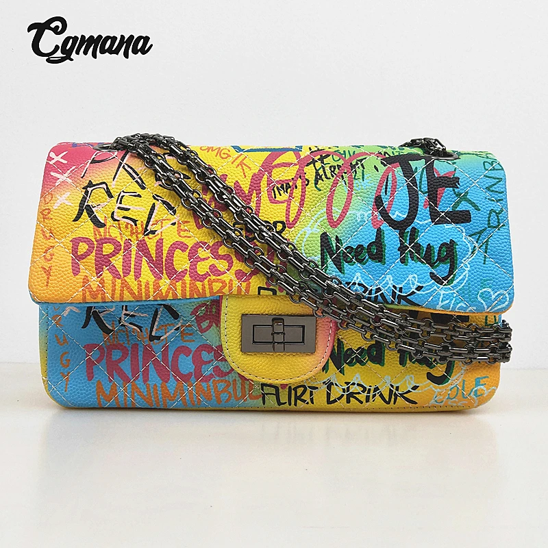 Graffiti Chain Bag For Women 2019 Luxury Women Bags designer Shoulder Bag Fashion Brand Colorful Crossbady Bags sac main femme Graffiti Chain Bag For Women 2019 Luxury Women Bags designer Shoulder Bag Fashion Brand Colorful Crossbady Bags sac main femme