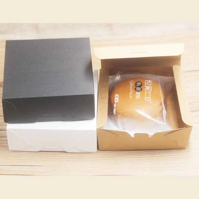 

NEW 10pcs /lot 12x12x4.5cm white/black/ kraft color paper wedding candy birthday party or food box christmas gift box