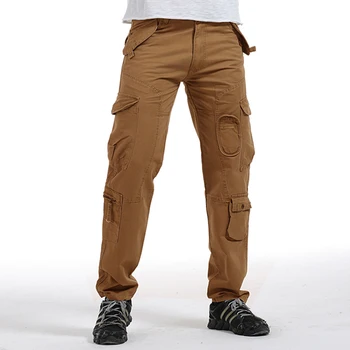 

6 color Men's Autumn winter fashion Washed cargo pants zipper overalls Men's solid outside Pockets leisure cotton big size 28-40