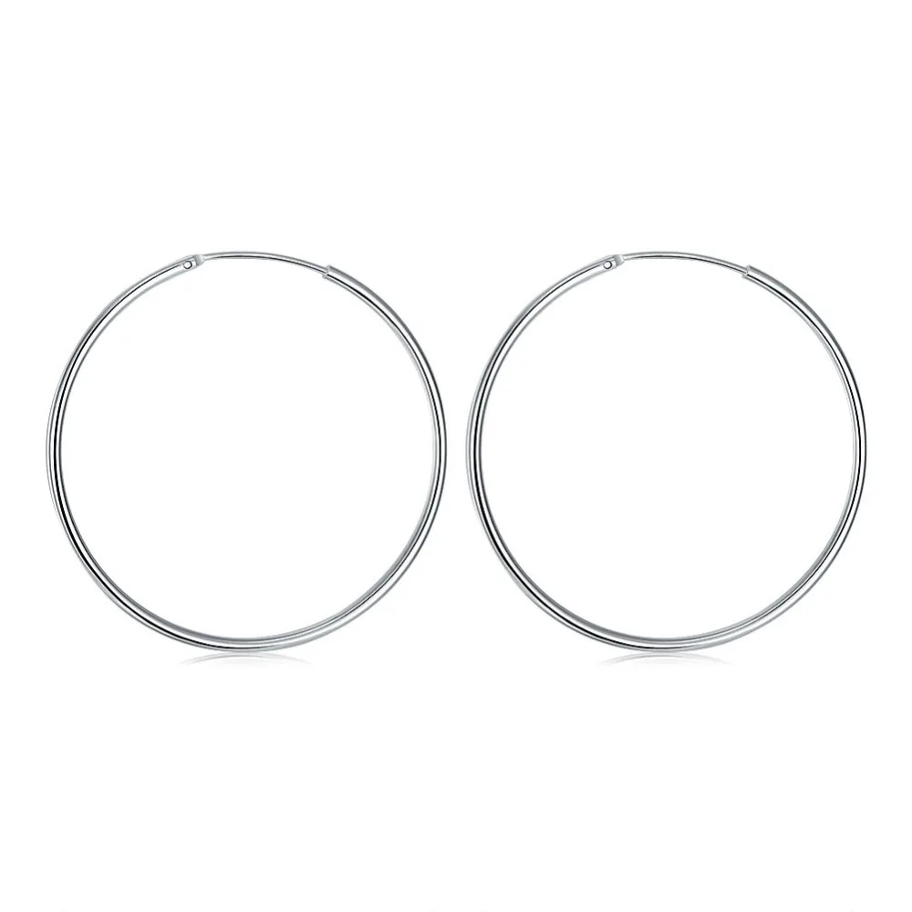 

Silver big hoop earrings Smooth diameter 5cm classic charm jewelry for women simple wild style factory wholesale cheap hot