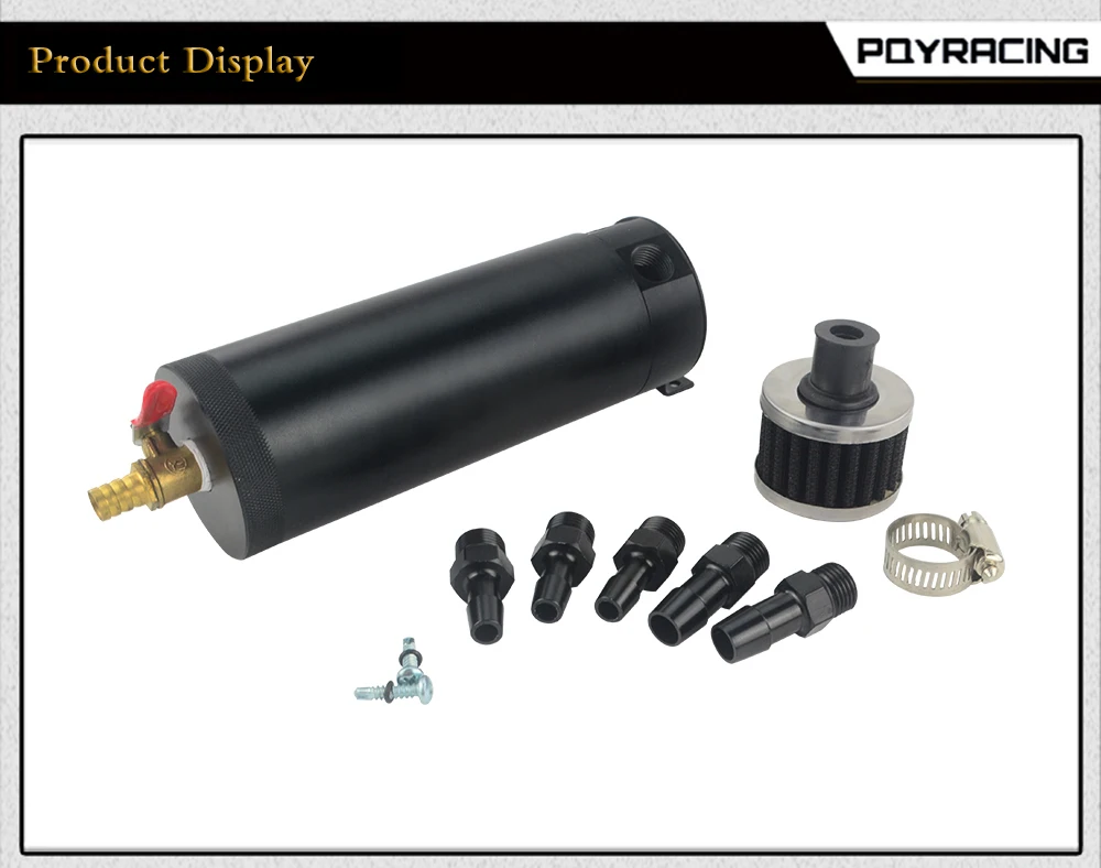 Pqy-черный Универсальный заготовка Алюминий тупик 2-портовый маслоуловитель БАК с вентиляционный фильтр двигателя мини масляного сепаратора PQY-TK94