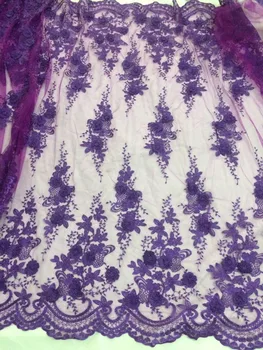 

David-51203 nice looking Embroidered African Guipure French lace fabric 3d flower mesh tulle nigerian cord lace fabric