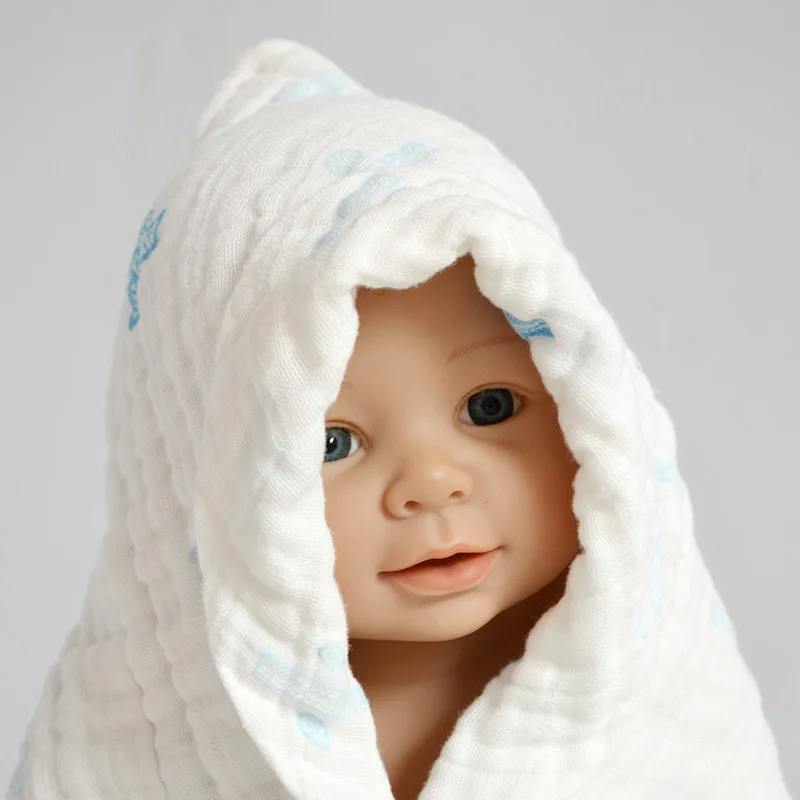 Super Soft Muslin Baby Hooded Towel Cotton Gauze Warm Animal Print Bathrobe For Children Newborn