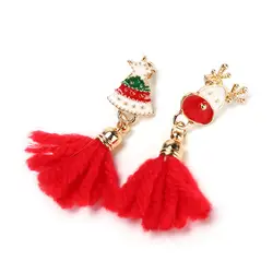 Рождественский подарок красочные нитки, кисточки, серьги для Для женщин чешские бусины колошения Этническая капельки висюльки серьги