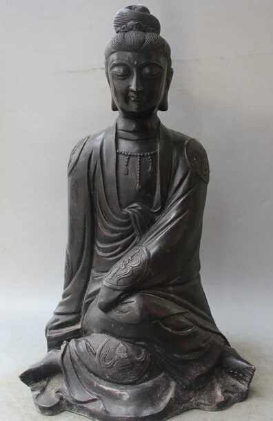 

bi003504 20" Chinese Convent Bronze Seat Kwan-yin Guan Yin Goddess Boddhisattva Statue