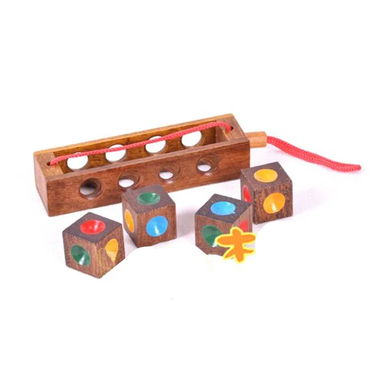 Creative Crazy Four Color Combination Brain Teaser Wooden Puzzle