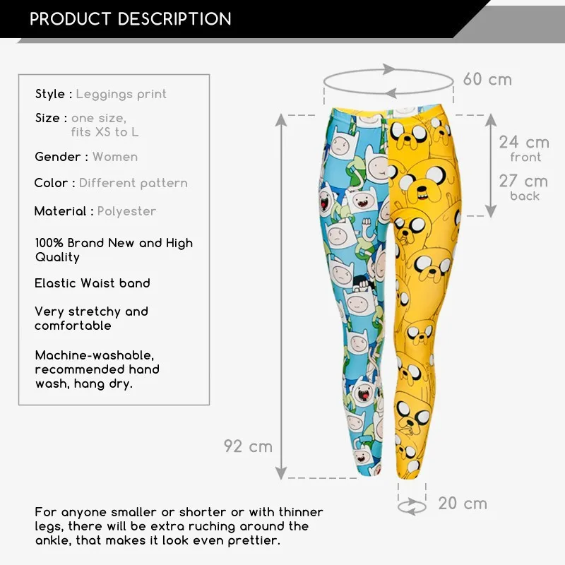 Длинные узкие штаны полиэстер 3D животного Финн и Джейк печатных Для женщин девочек Забавные леггинсы