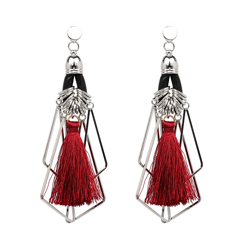 

2017 New Arrival Dimensional Fiber Tassel Long Drop Earrings for Women Fashion Wedding Party Jewelry Wholesale 4 Colors Brinco