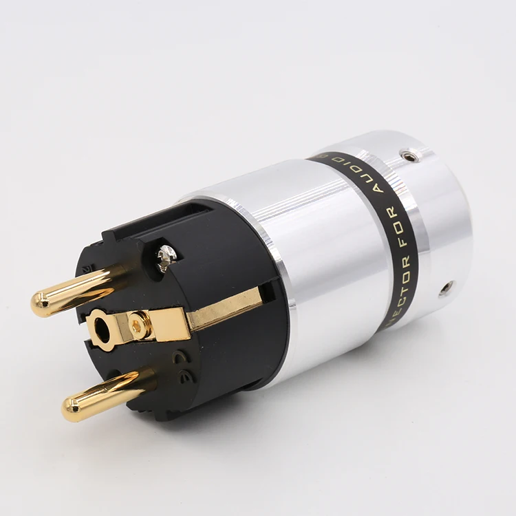 Baratos Hi End VE507G Audio Hi End 24k chapado en oro enchufe de alimentación de Shuko DIY cable de alimentación