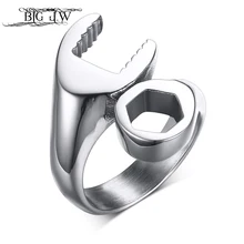 

BIG J.W Unique Design Punk Wrench Biker Men Ring Stainless Steel Mechanic Ring For Male Party Jewelry Anel Masculino